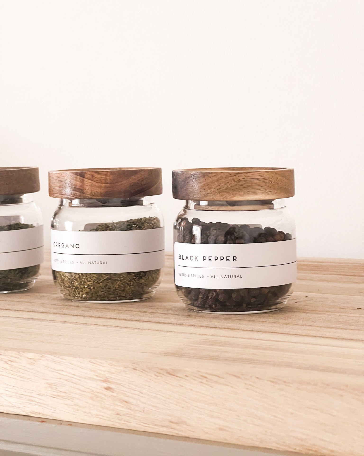 Mini Acacia Jars Natural Wood Spice jars with Rack and personalised labe image 6