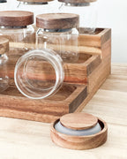 Mini Acacia Jars Natural Wood Spice jars with Rack and personalised labe image 3