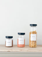 Glass Pantry Jars with Black Wooden Lids and Personalised Waterproof Black Label image 5