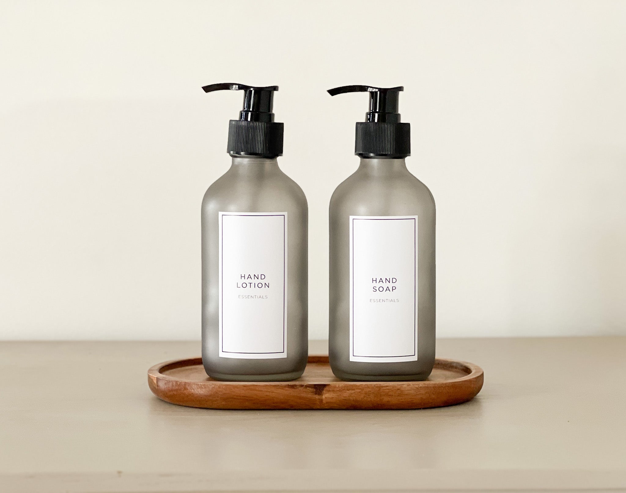 Grey Frosted Soap Bottles 250ml with Personalised Labels image 0