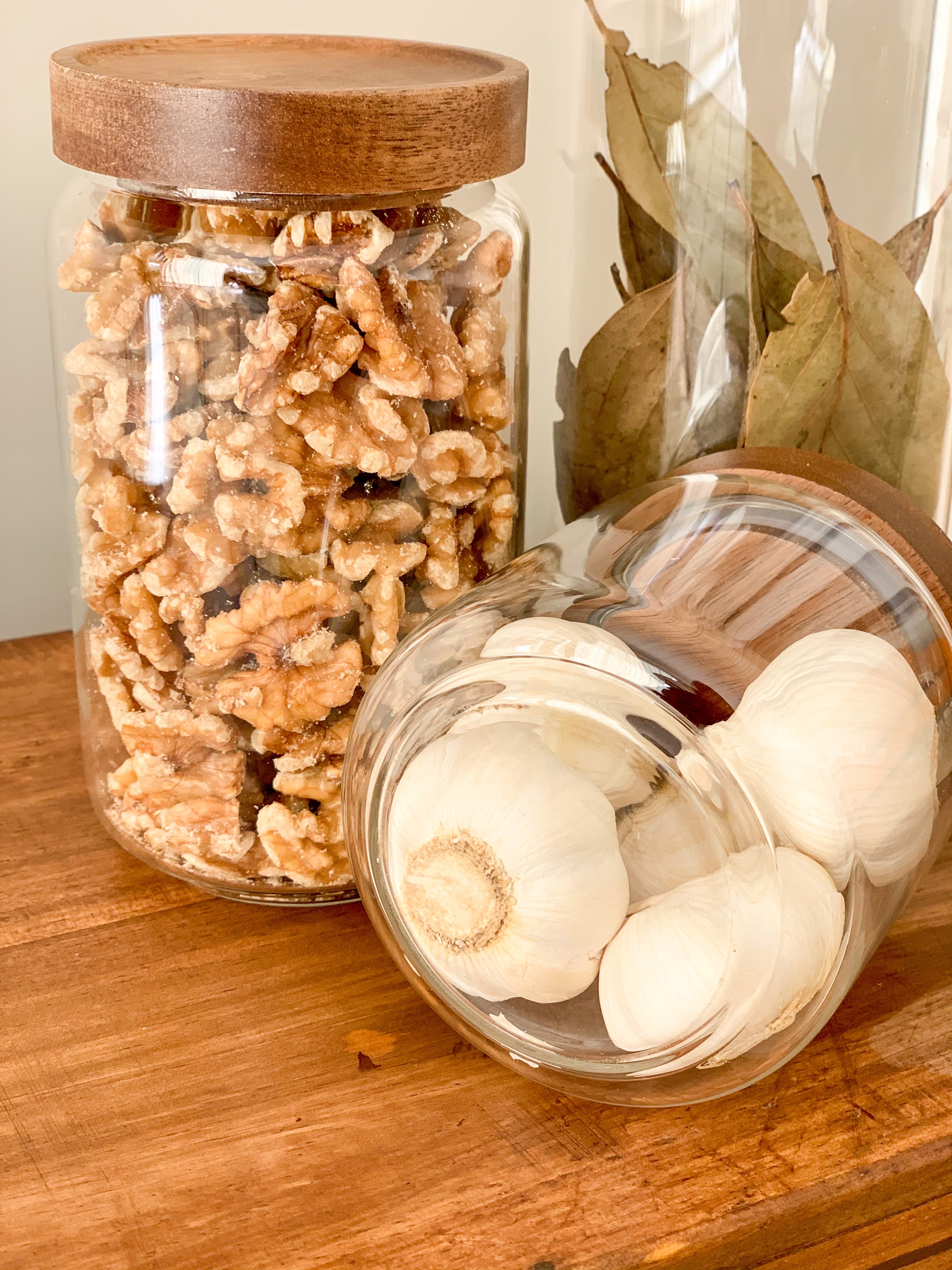 Acacia Glass Pantry Storage Jars – 500ml, 800ml, 1200ml or 1600ml | Airtight image 1