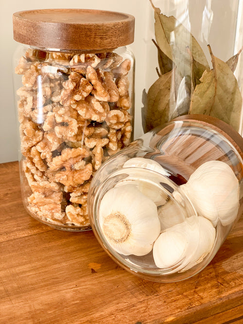 Acacia Glass Pantry Storage Jars – 500ml, 800ml, 1200ml or 1600ml | Airtight image 1