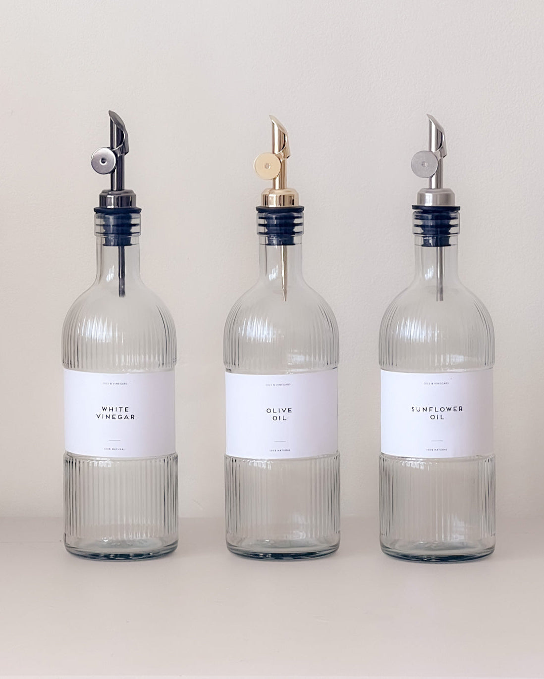 ALORA Ribbed Glass Oil Bottle – 500ml or 700ml | Refillable with Custom Labels image 0