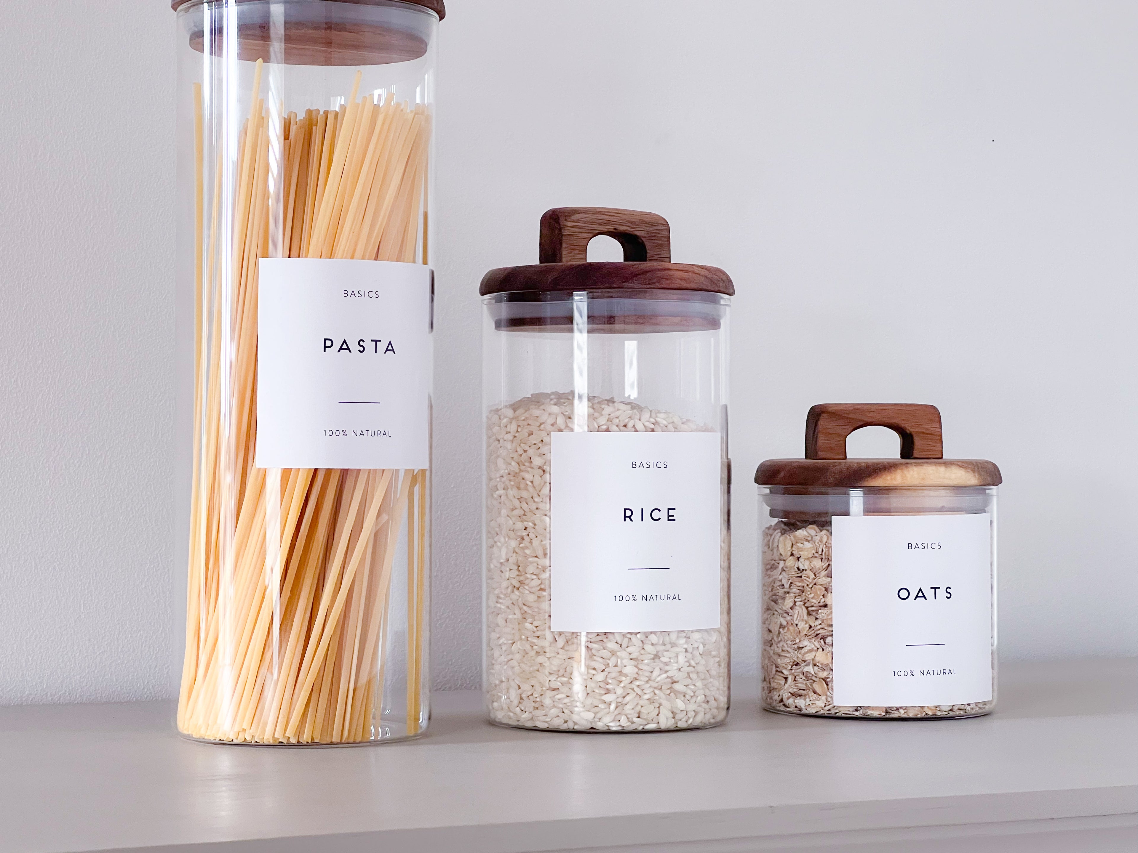 Acacia Handle Glass Pantry Storage Jars – 800ml, 1400ml or 2100ml image 3