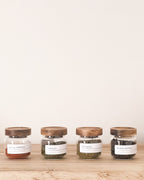 Mini Acacia Jars Natural Wood Spice jars with Rack and personalised labe image 2