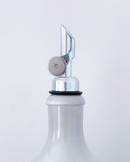 Ceramic White Bottles Olive Oil/Vinegar Silver Weighted Pourers 500ml image 2