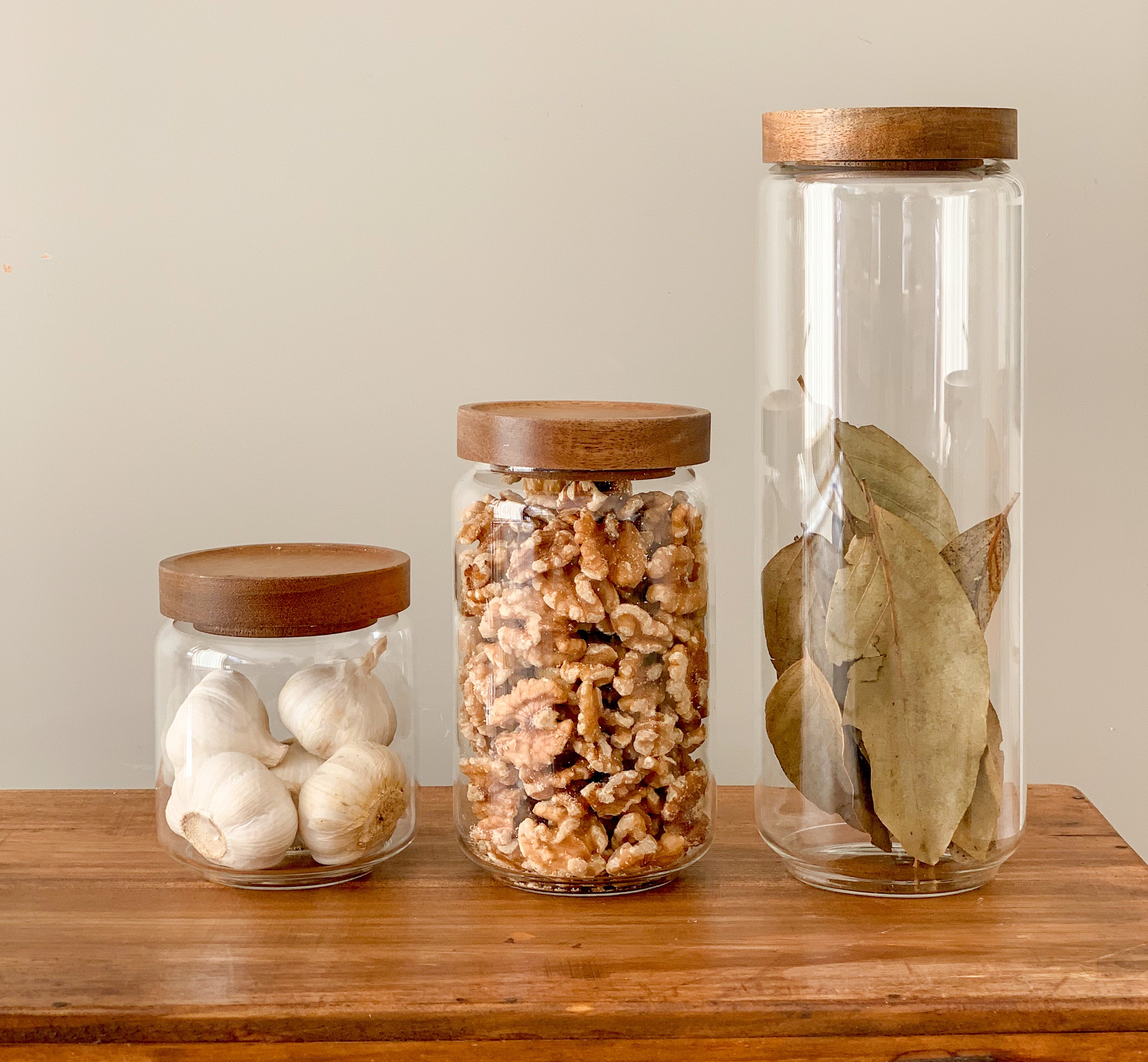 Acacia Glass Pantry Storage Jars – 500ml, 800ml, 1200ml or 1600ml | Airtight image 0