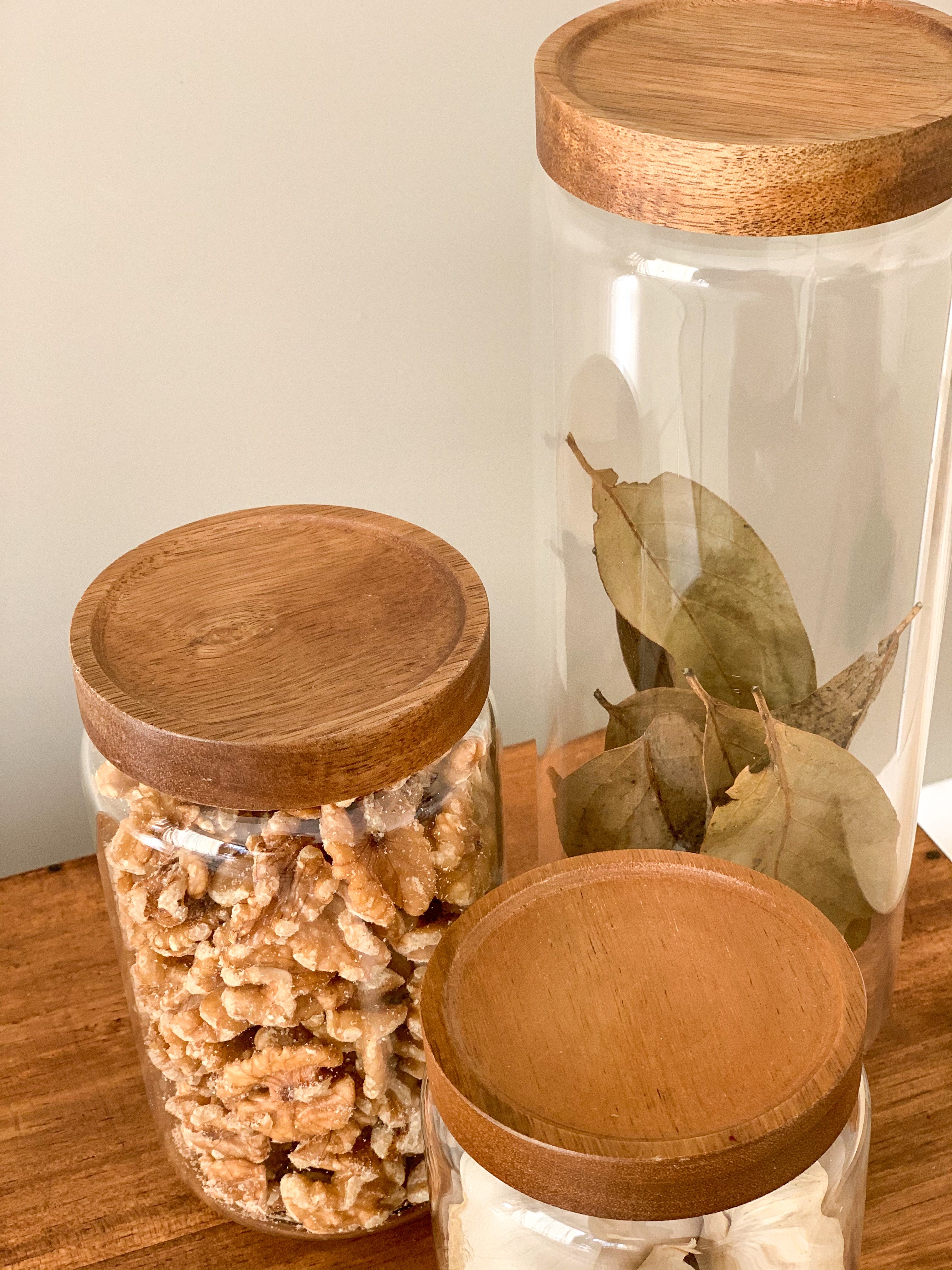 Acacia Glass Pantry Storage Jars – 500ml, 800ml, 1200ml or 1600ml | Airtight image 2