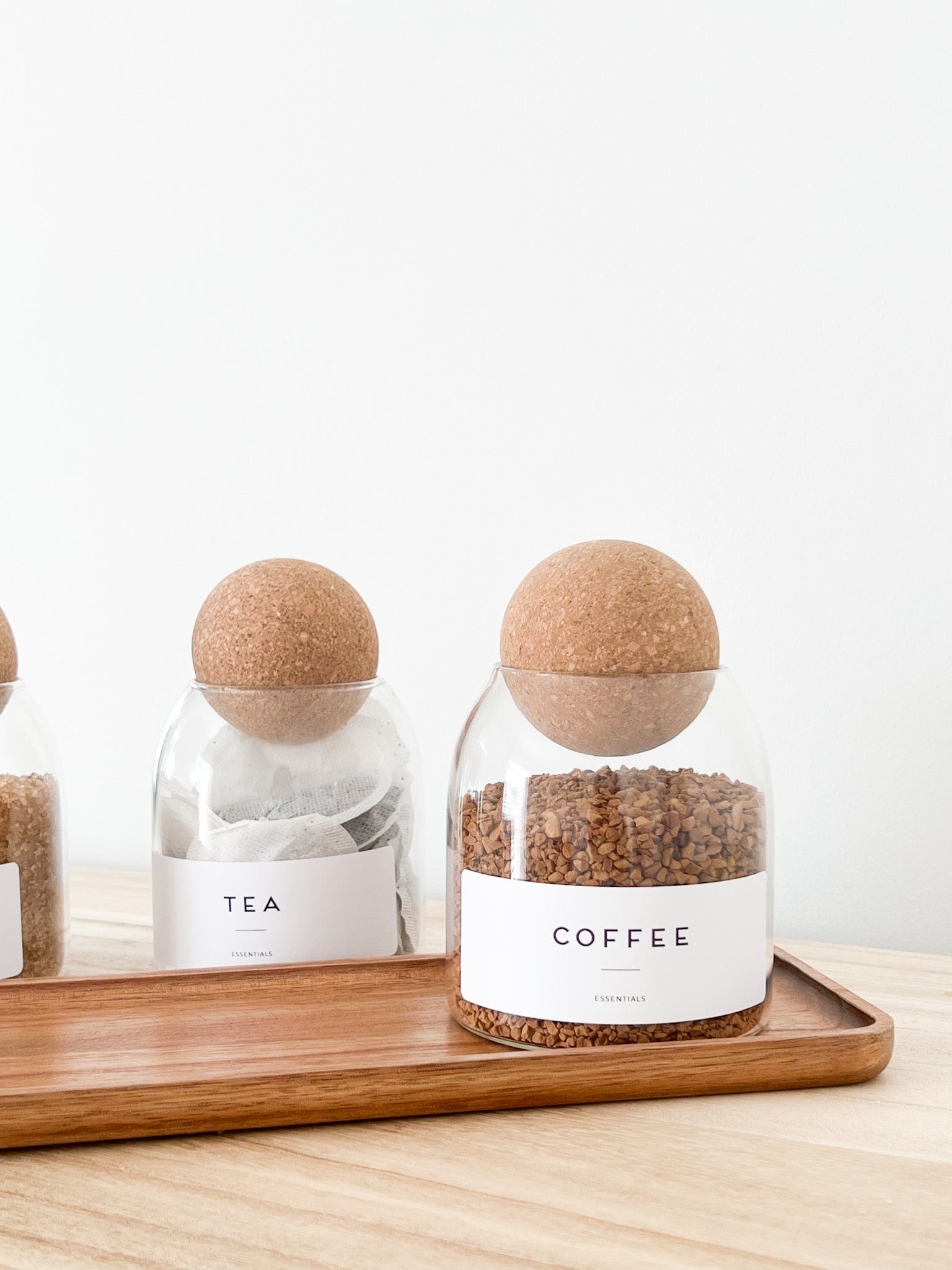 Cork Ball Glass Storage Jars 500ml – Individual or Set with Optional Acacia Tray image 4