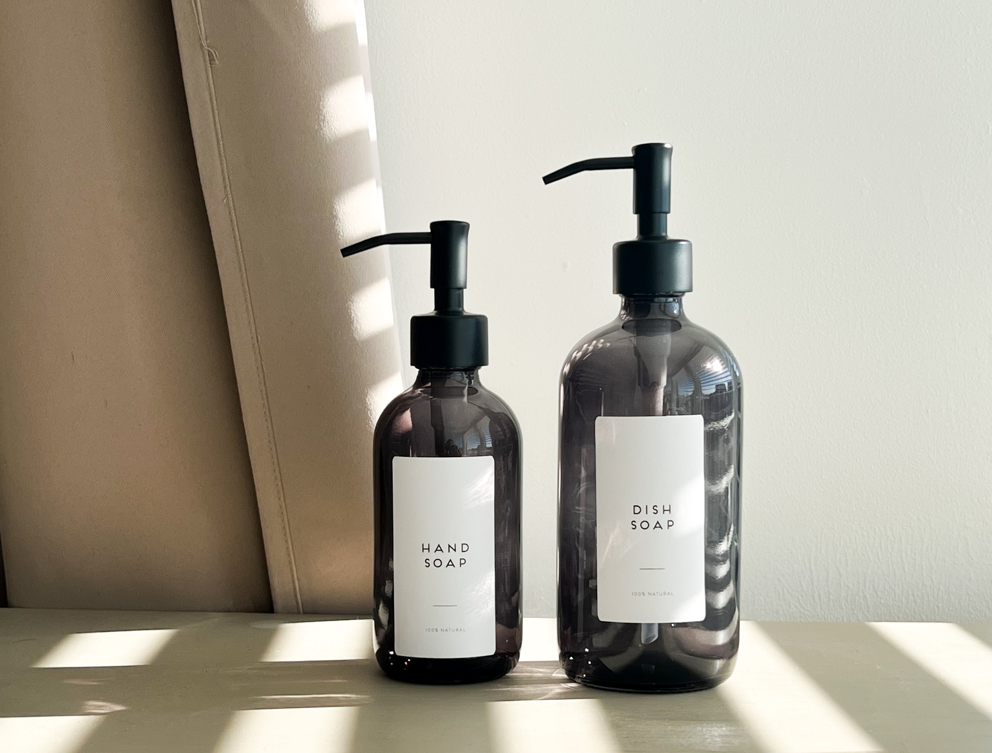 FUMO Smoked Glass Soap Dispenser – 250ml or 500ml | Refillable with Custom Label image 2