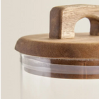 Acacia Handle Glass Pantry Storage Jars – 800ml, 1400ml or 2100ml image 1