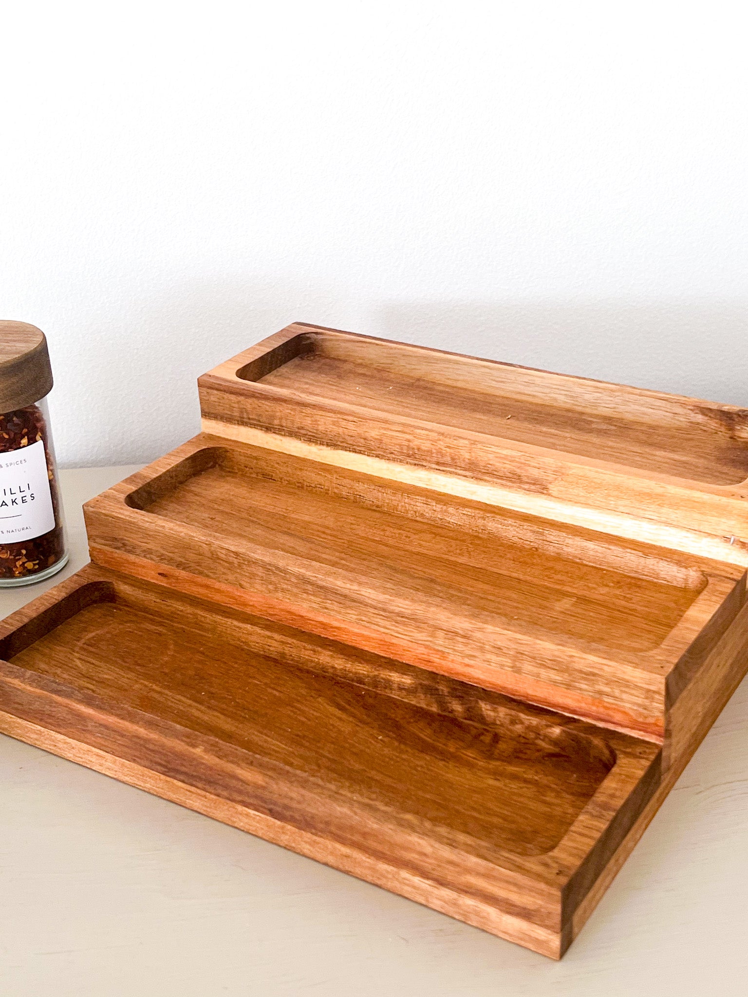 Acacia Spice Jars – Glass Set with Wooden Lid & Optional Labels