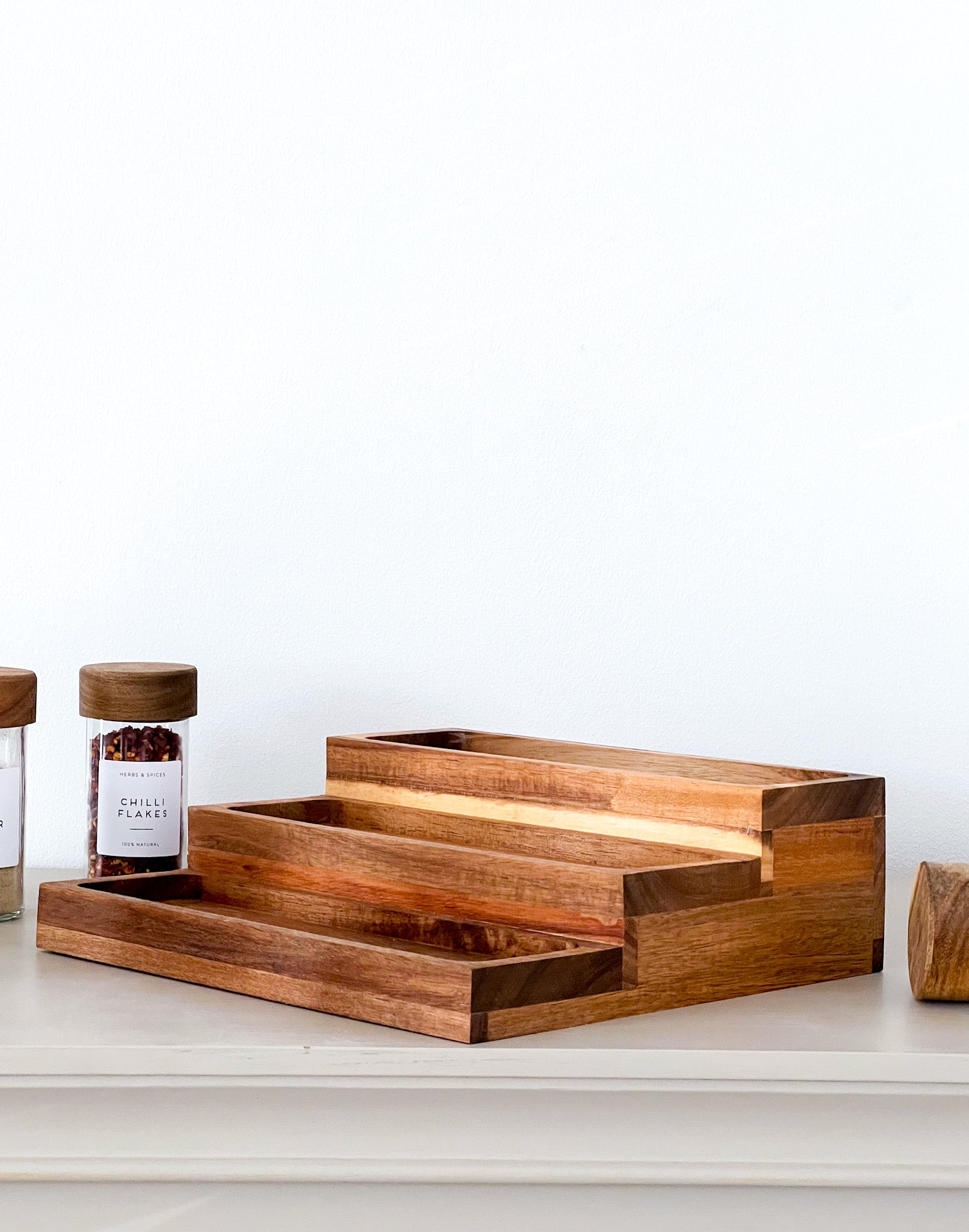 Acacia Spice Jars – Glass Set with Wooden Lid & Optional Labels