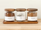 Acacia Pantry Jars 500ml – Glass Storage Set with Wooden Lid & Tray