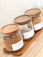 Acacia Pantry Jars 500ml – Glass Storage Set with Wooden Lid & Tray
