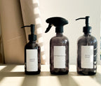 FUMO Smoked Glass Spray Bottle – Refillable Sink Set with Optional Dispensers
