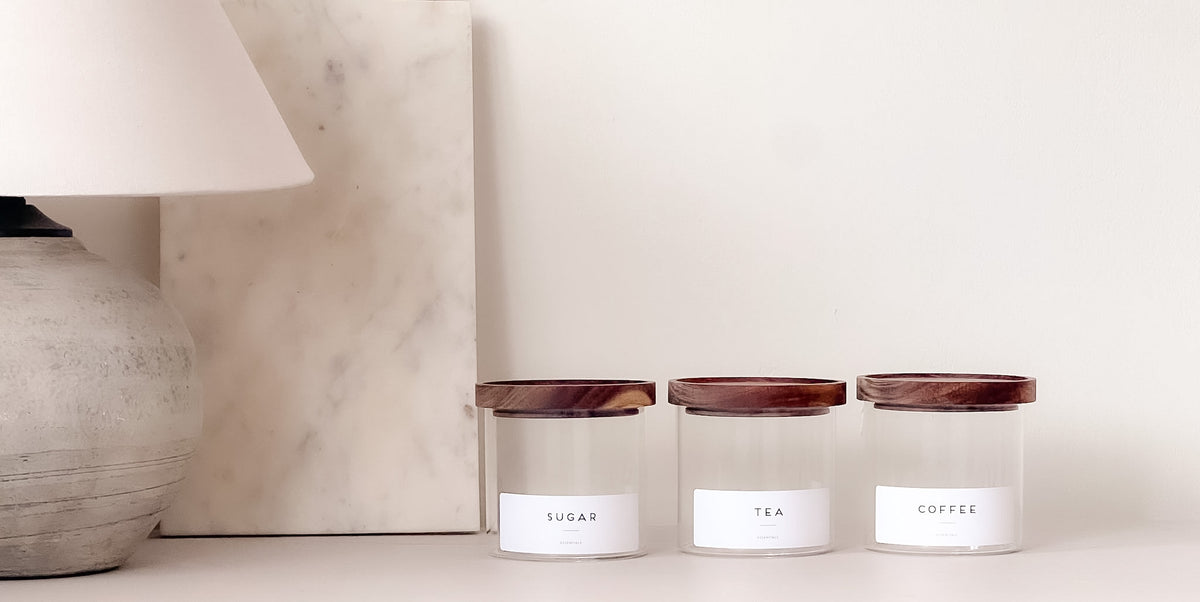 Stackable Glass Pantry Jars – Acacia Lid, Airtight, 3 Sizes