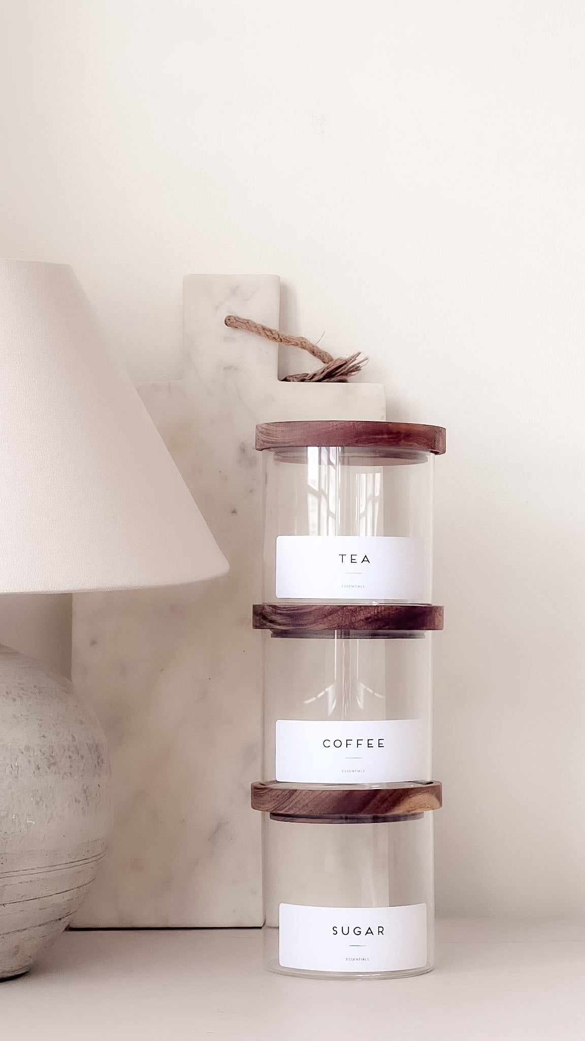 Stackable Glass Pantry Jars – Acacia Lid, Airtight, 3 Sizes