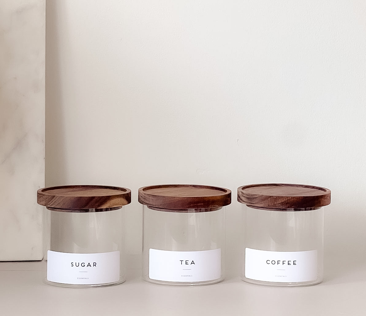 Stackable Glass Pantry Jars – Acacia Lid, Airtight, 3 Sizes