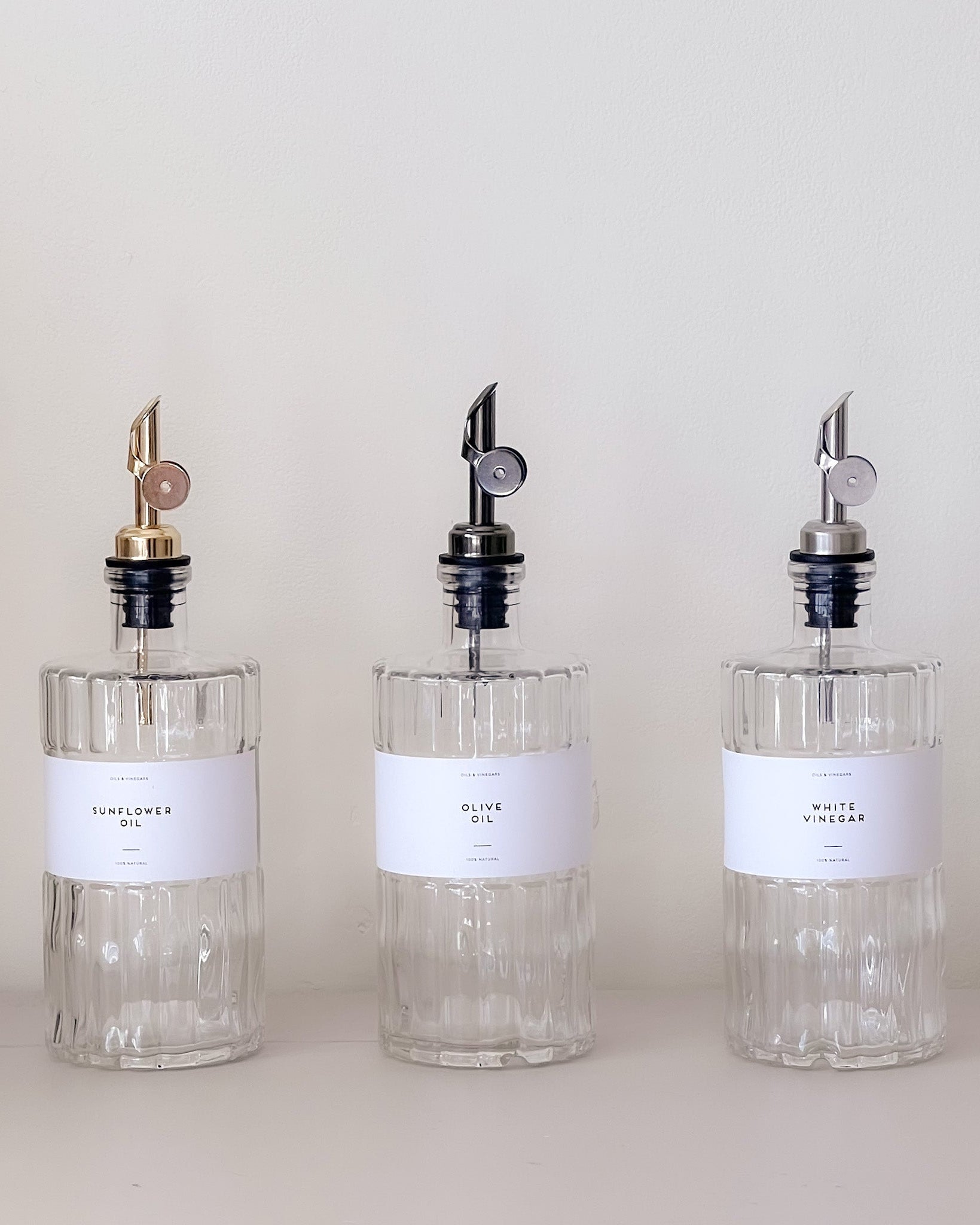 VIONA Art Deco Glass Oil Bottle – 500ml or 700ml | Refillable with Custom Labels image 0