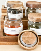 Mini Acacia Jars Natural Wood Spice jars with Rack and personalised labe image 5