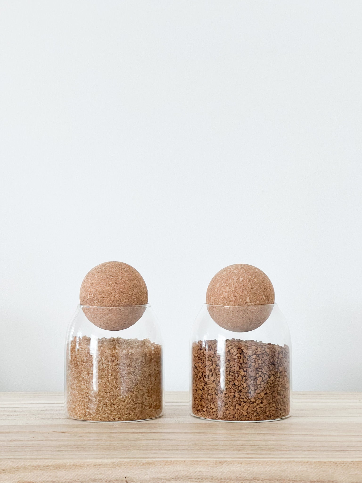 Cork Ball Glass Storage Jars 500ml – Individual or Set with Optional Acacia Tray image 2