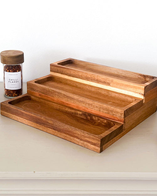 Acacia 3-Tier Spice Rack – Wooden Countertop Organiser image 2