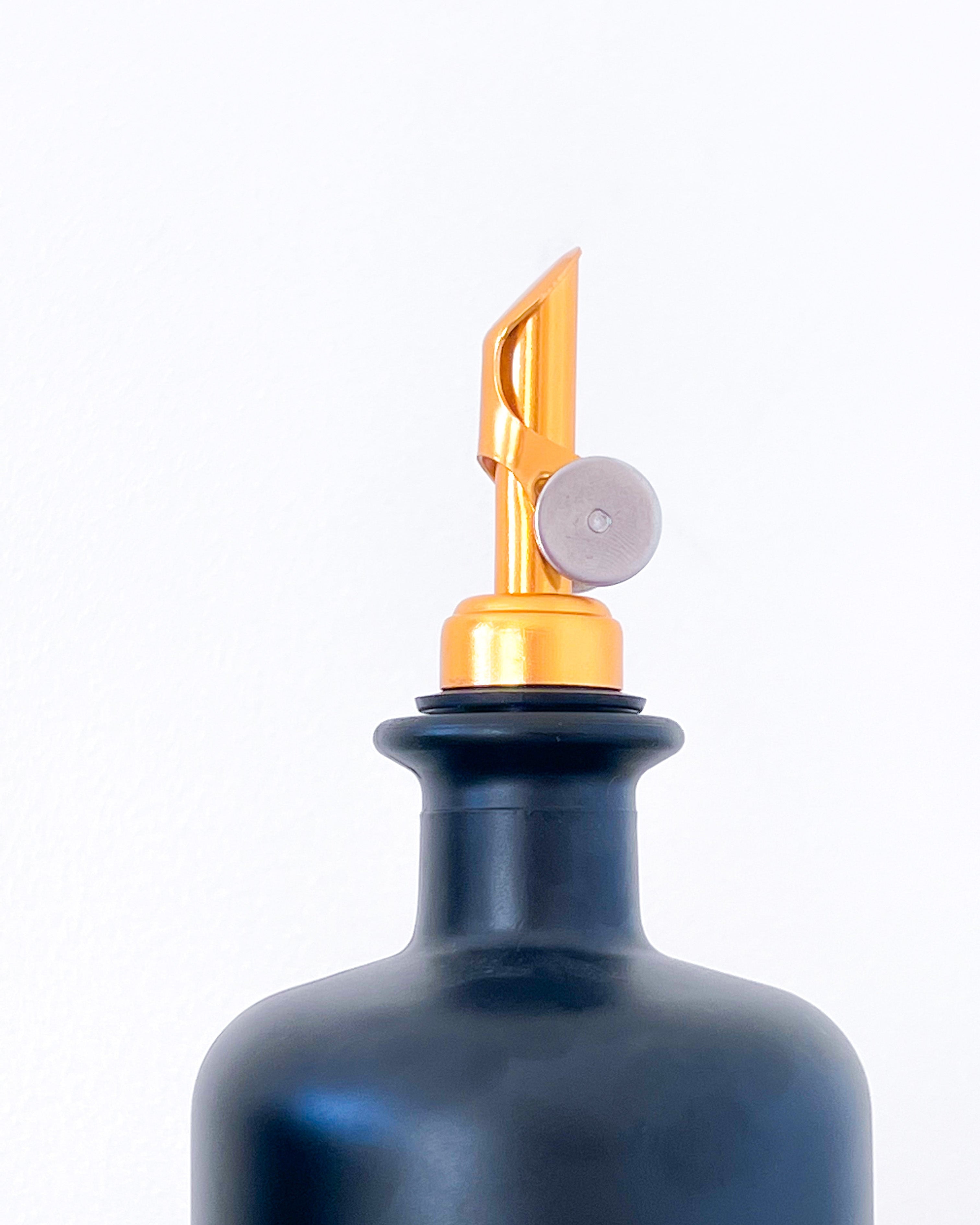 Black Glass Bottles Olive Oil &Vinegar Gold Pourer  500ml image 1