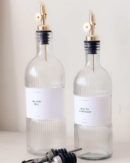 ALORA Ribbed Glass Oil Bottle – 500ml or 700ml | Refillable with Custom Labels image 1