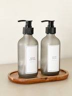 Grey Frosted Soap Bottles 250ml with Personalised Labels image 1