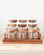 Mini Acacia Jars Natural Wood Spice jars with Rack and personalised labe image 4