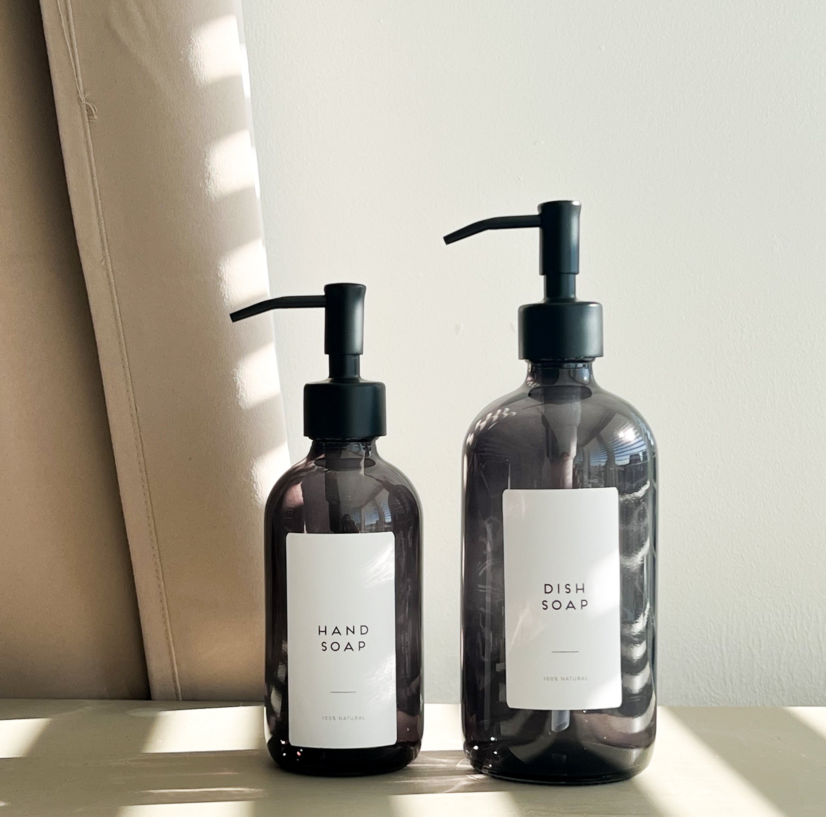 FUMO Smoked Glass Soap Dispenser – 250ml or 500ml | Refillable with Custom Label image 4