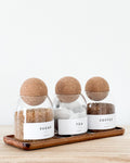 Cork Ball Glass Storage Jars 500ml – Individual or Set with Optional Acacia Tray image 0