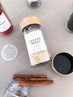 Bamboo Spice Jars – Borosilicate Glass Set with Natural Bamboo Lid