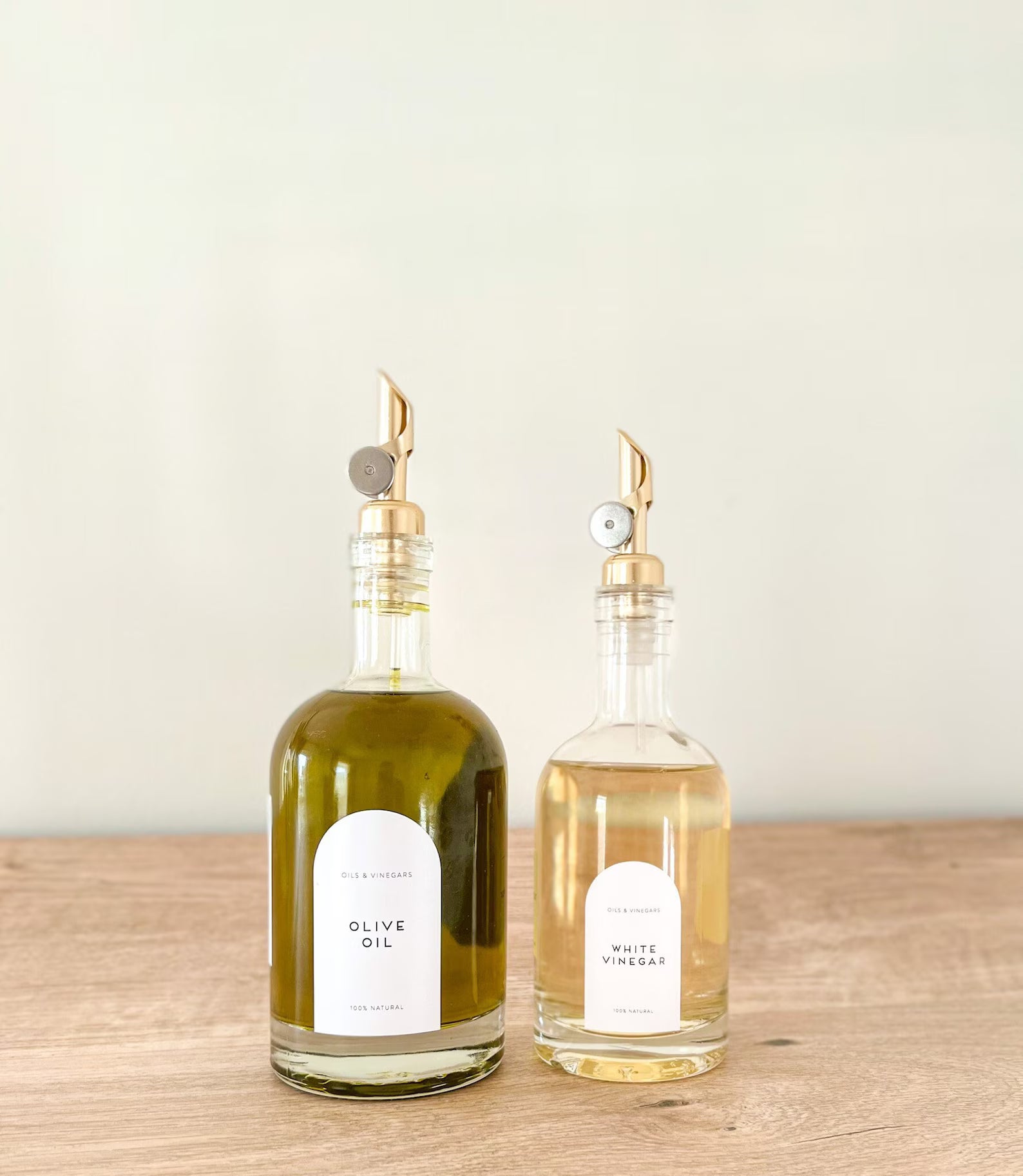 NOREA Glass Oil & Vinegar Bottle – 350ml, 500ml or 700ml with Pourer and labels