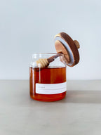 Glass Honey Jar with Wooden Lid & Dipper – 500ml Borosilicate