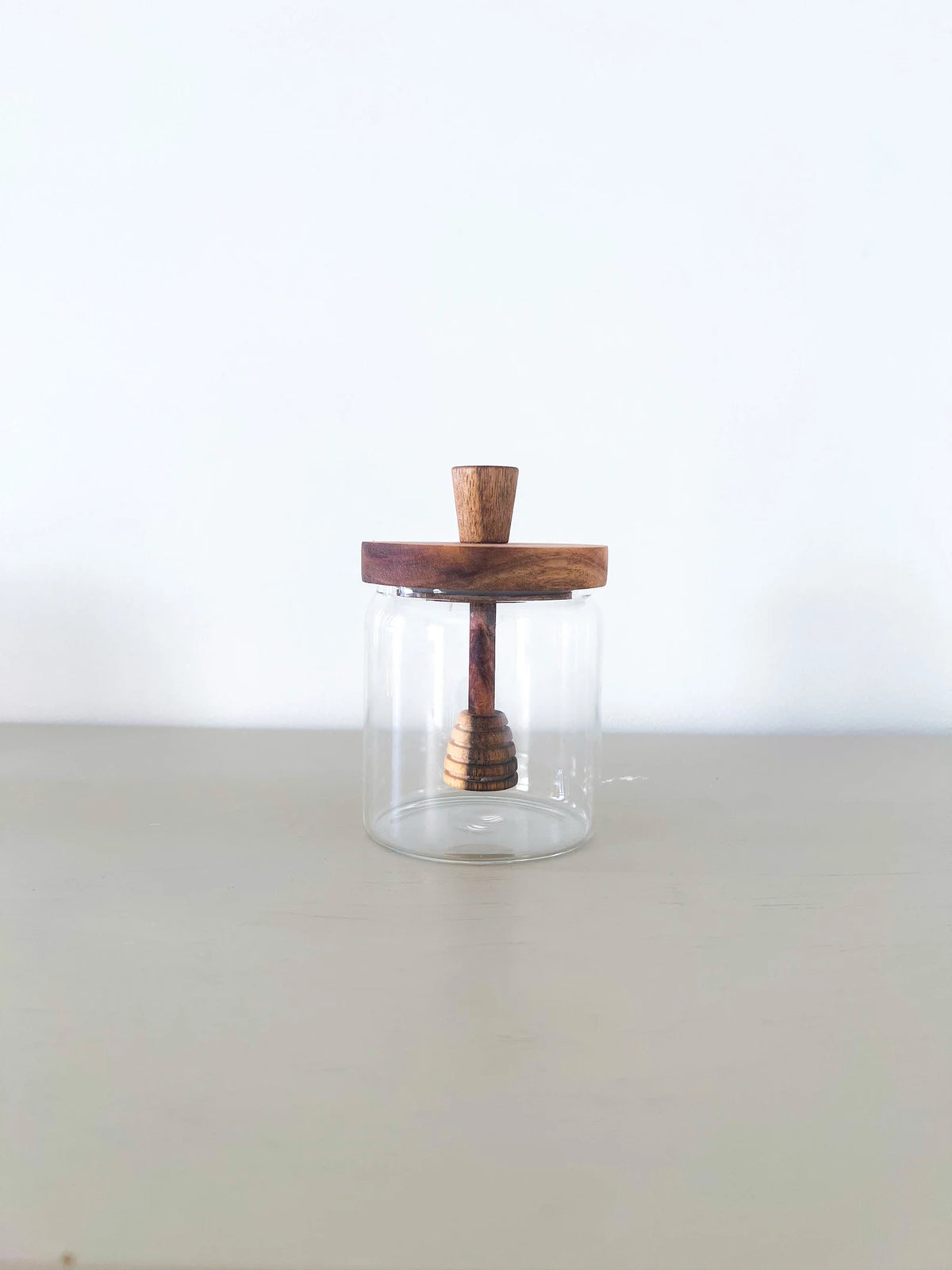 Glass Honey Jar with Wooden Lid & Dipper – 500ml Borosilicate