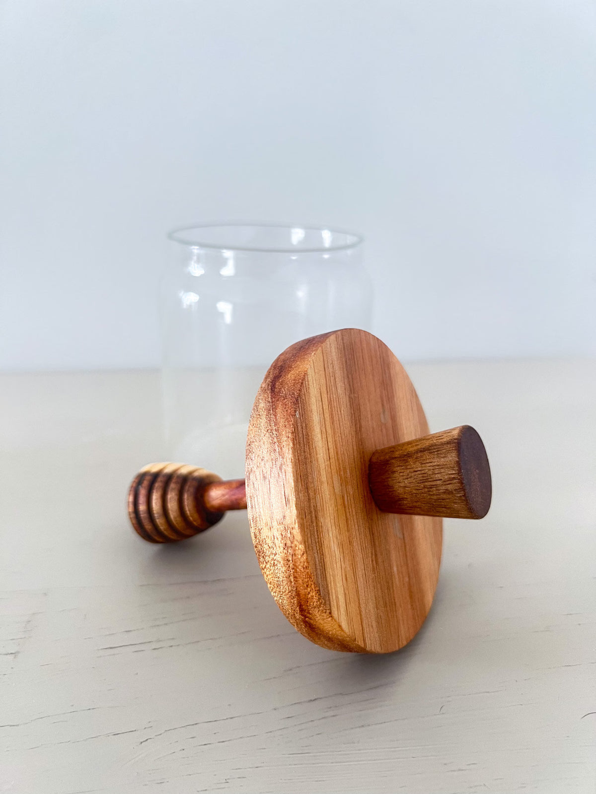 Glass Honey Jar with Wooden Lid & Dipper – 500ml Borosilicate