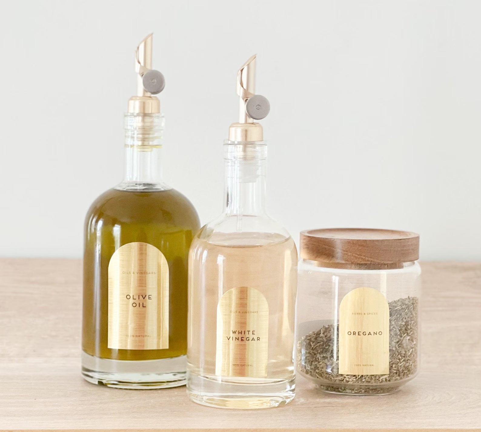 NOREA Glass Oil & Vinegar Bottle – 350ml, 500ml or 700ml with Pourer and labels