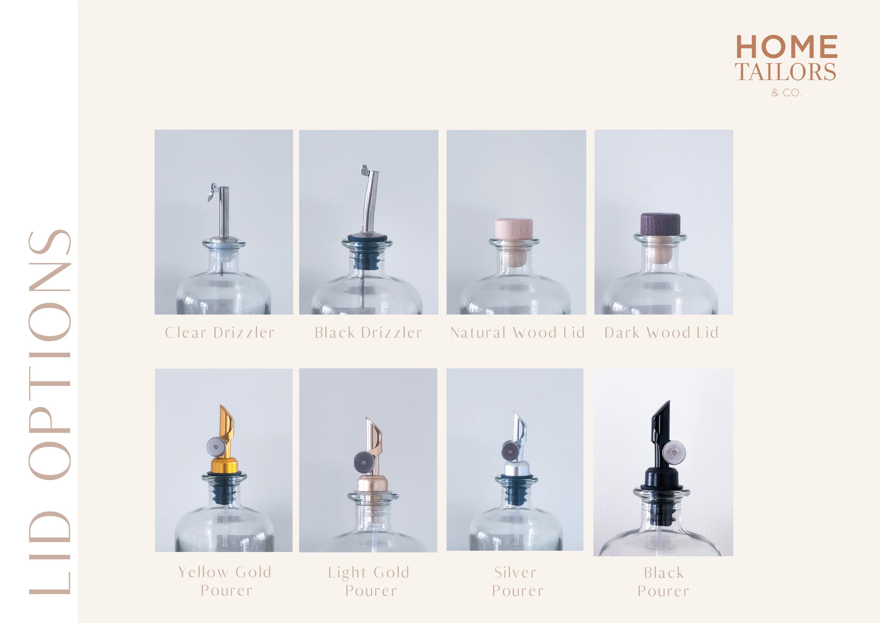 NOREA Glass Oil & Vinegar Bottle – 350ml, 500ml or 700ml with Pourer and labels